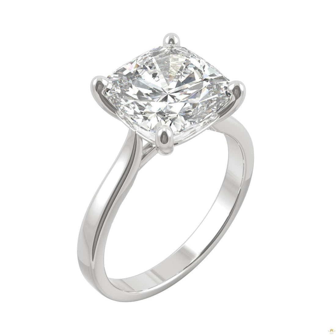 4.20 CTW   Cushion Moissanite Engagement Ring in 14K White Gold