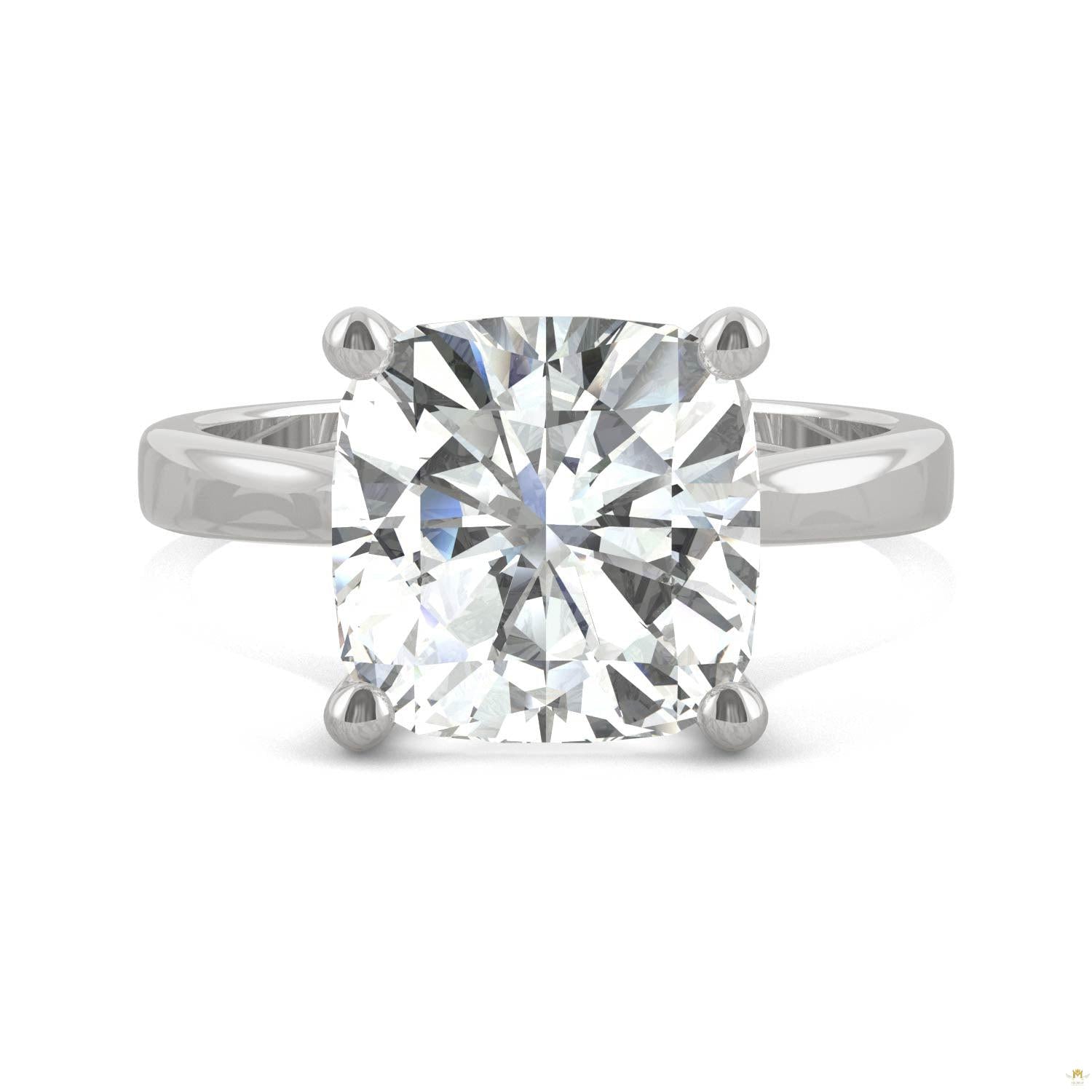 4.20 CTW   Cushion Moissanite Engagement Ring in 14K White Gold