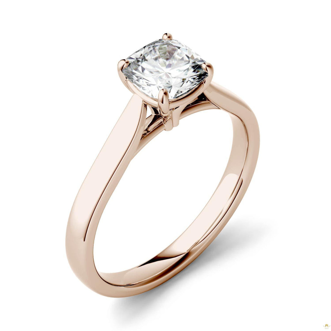 1.10 CTW   Cushion Moissanite Engagement Ring in 14K Rose Gold