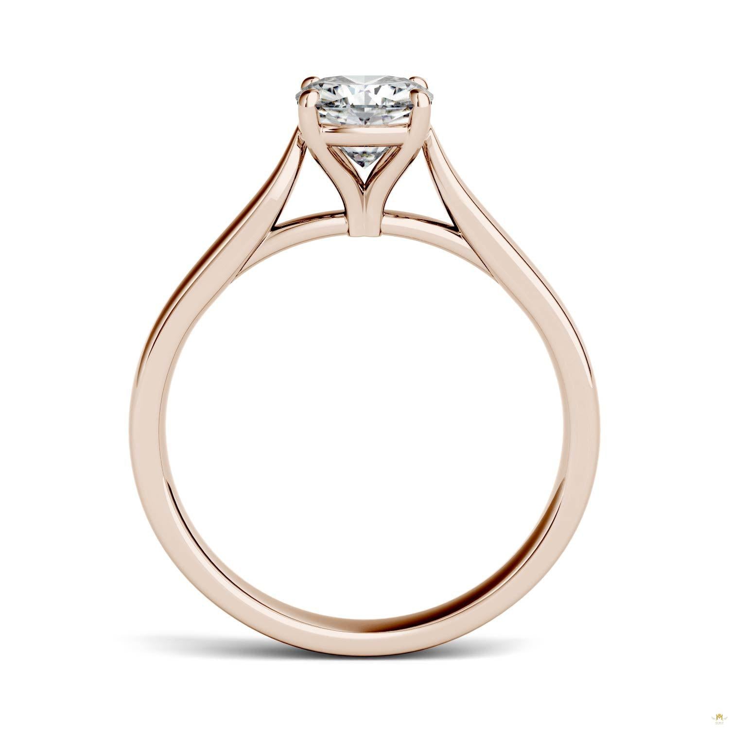 1.10 CTW   Cushion Moissanite Engagement Ring in 14K Rose Gold