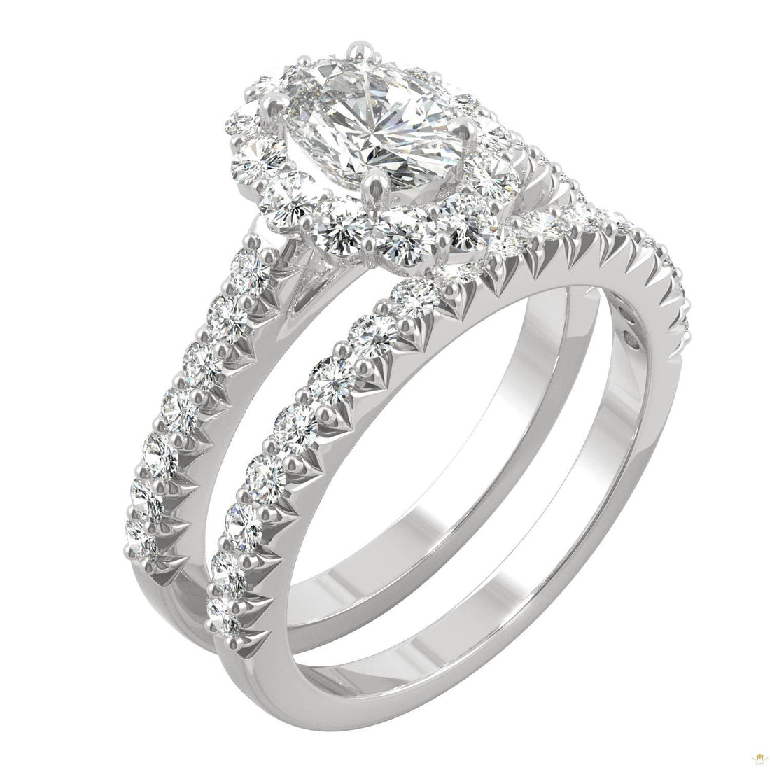 1.88 CTW   Oval Moissanite Halo Set in 14K White Gold