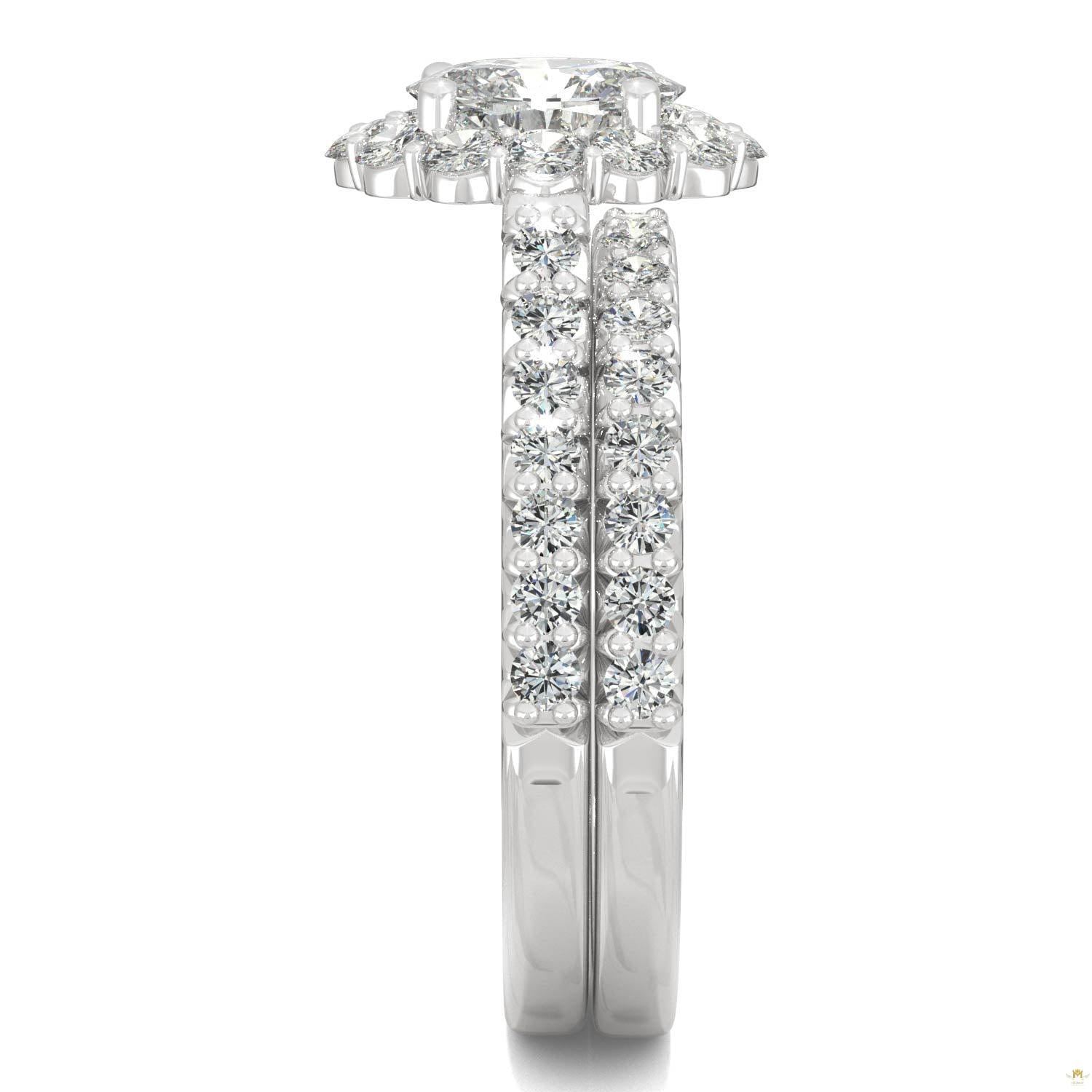 1.88 CTW   Oval Moissanite Halo Set in 14K White Gold