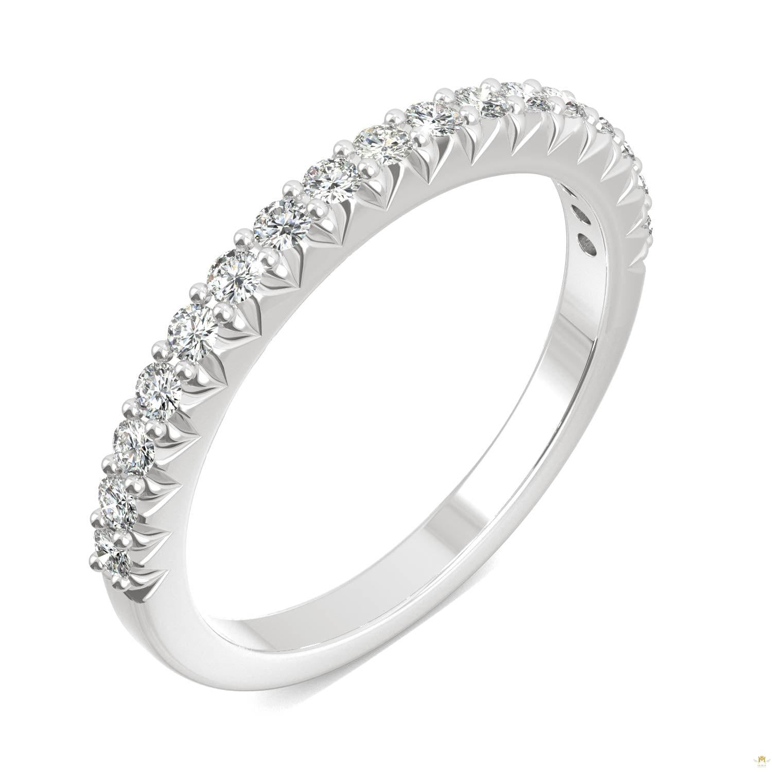 0.34 CTW   Round Moissanite Stackable Ring in 14K White Gold