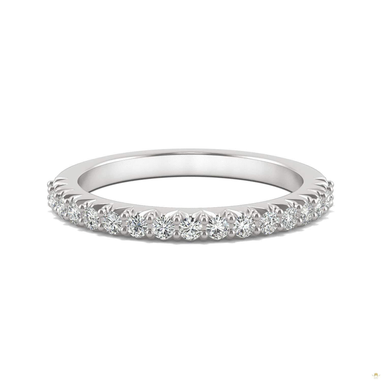 0.34 CTW   Round Moissanite Stackable Ring in 14K White Gold