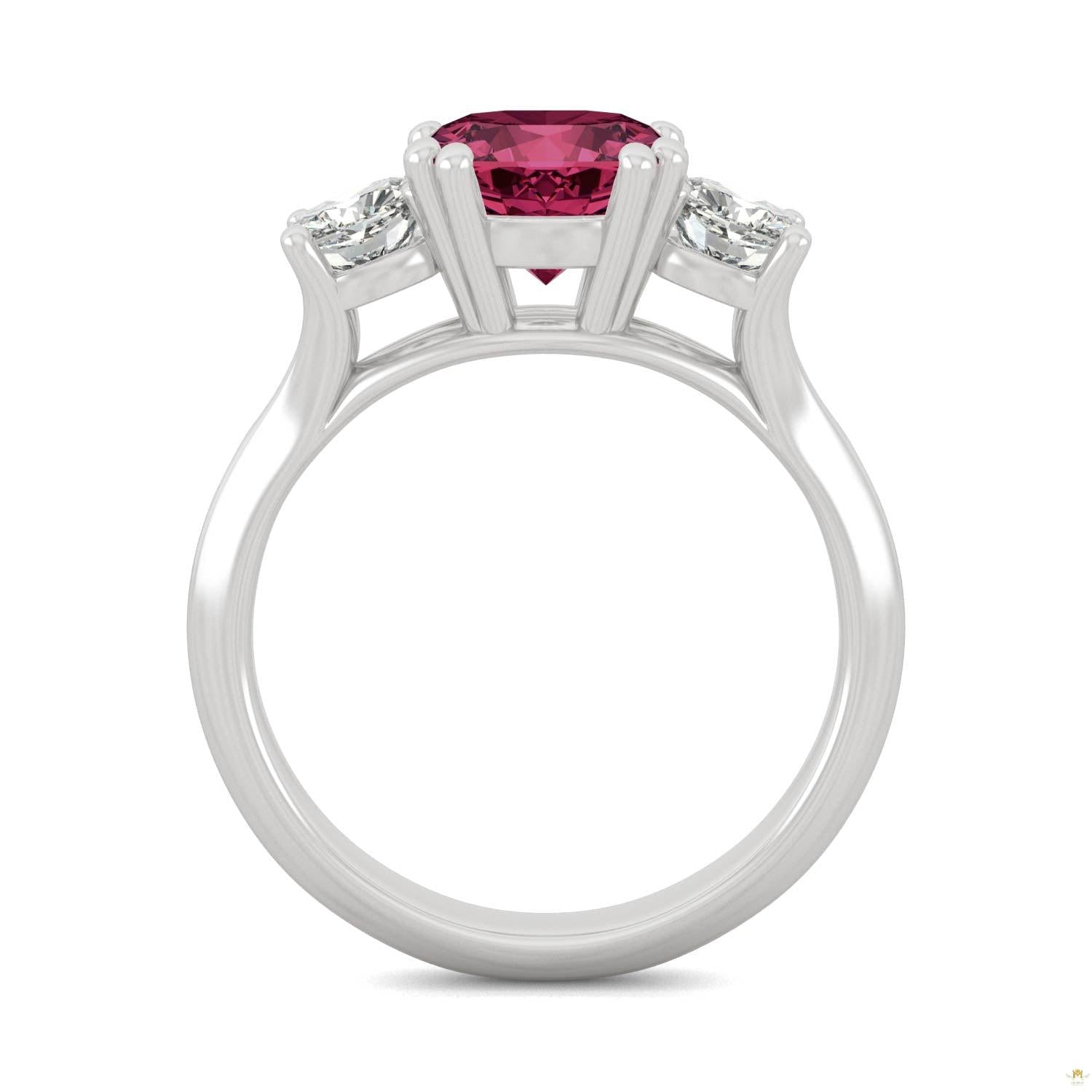 1.00 CTW   Cushion Ruby Engagement Ring in 14K White Gold