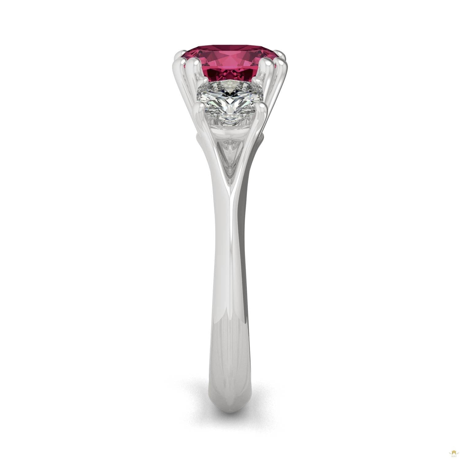 1.00 CTW   Cushion Ruby Engagement Ring in 14K White Gold