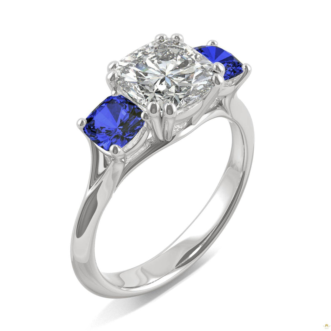 3.40 CTW   Cushion Moissanite Engagement Ring in 14K White Gold