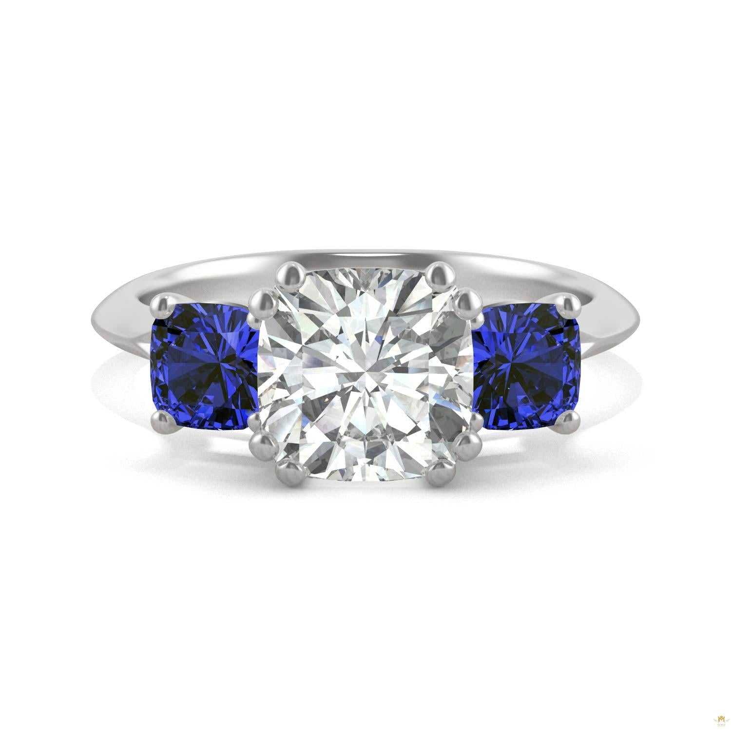 3.40 CTW   Cushion Moissanite Engagement Ring in 14K White Gold