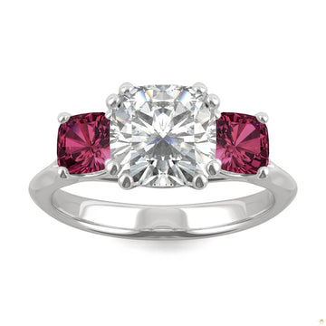 3.40 CTW   Cushion Moissanite Engagement Ring in 14K White Gold