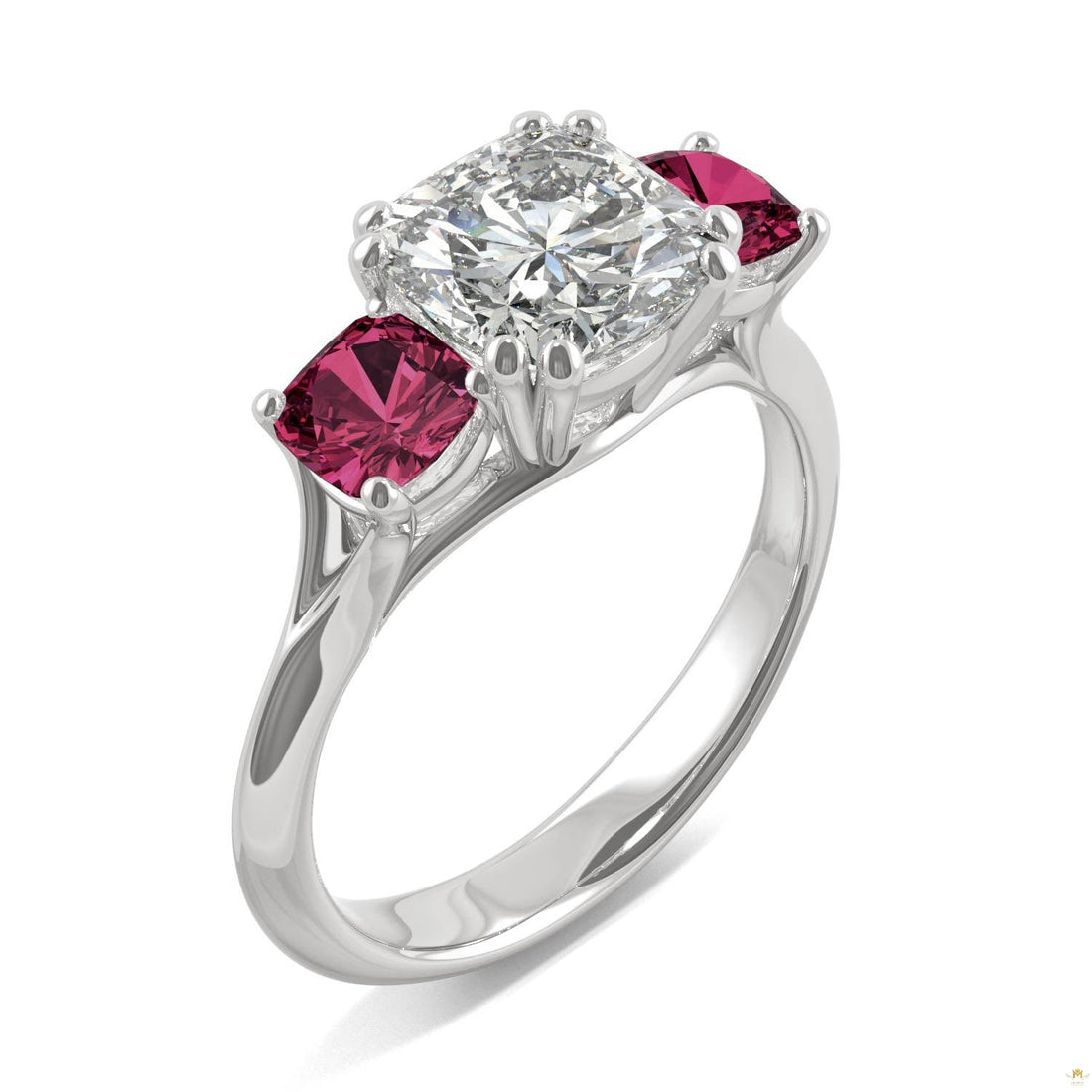 3.40 CTW   Cushion Moissanite Engagement Ring in 14K White Gold