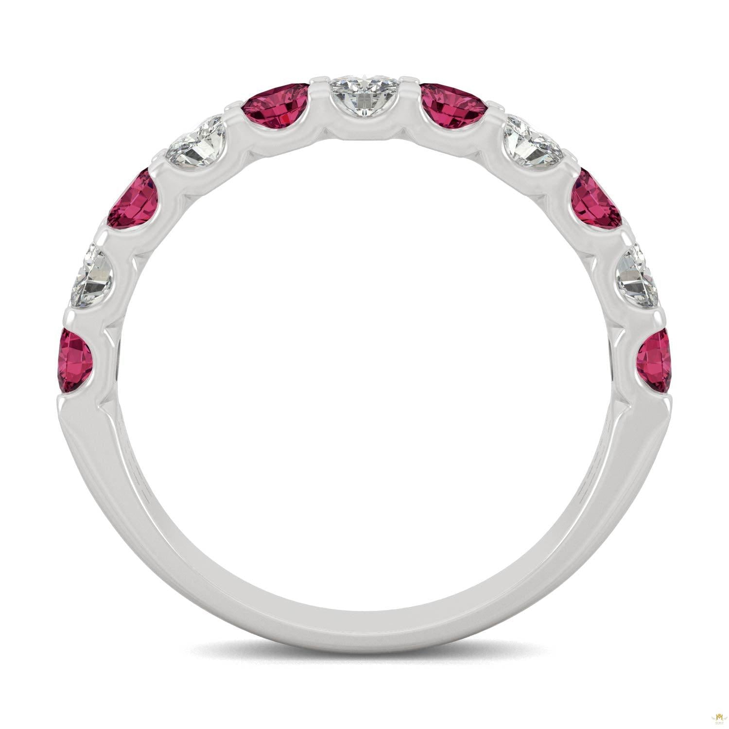 1.58 CTW   Round Ruby Stackable Ring in 14K White Gold