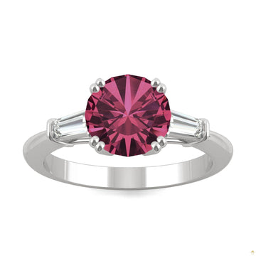 3.07 CTW   Round Ruby Basket Ring in 14K White Gold