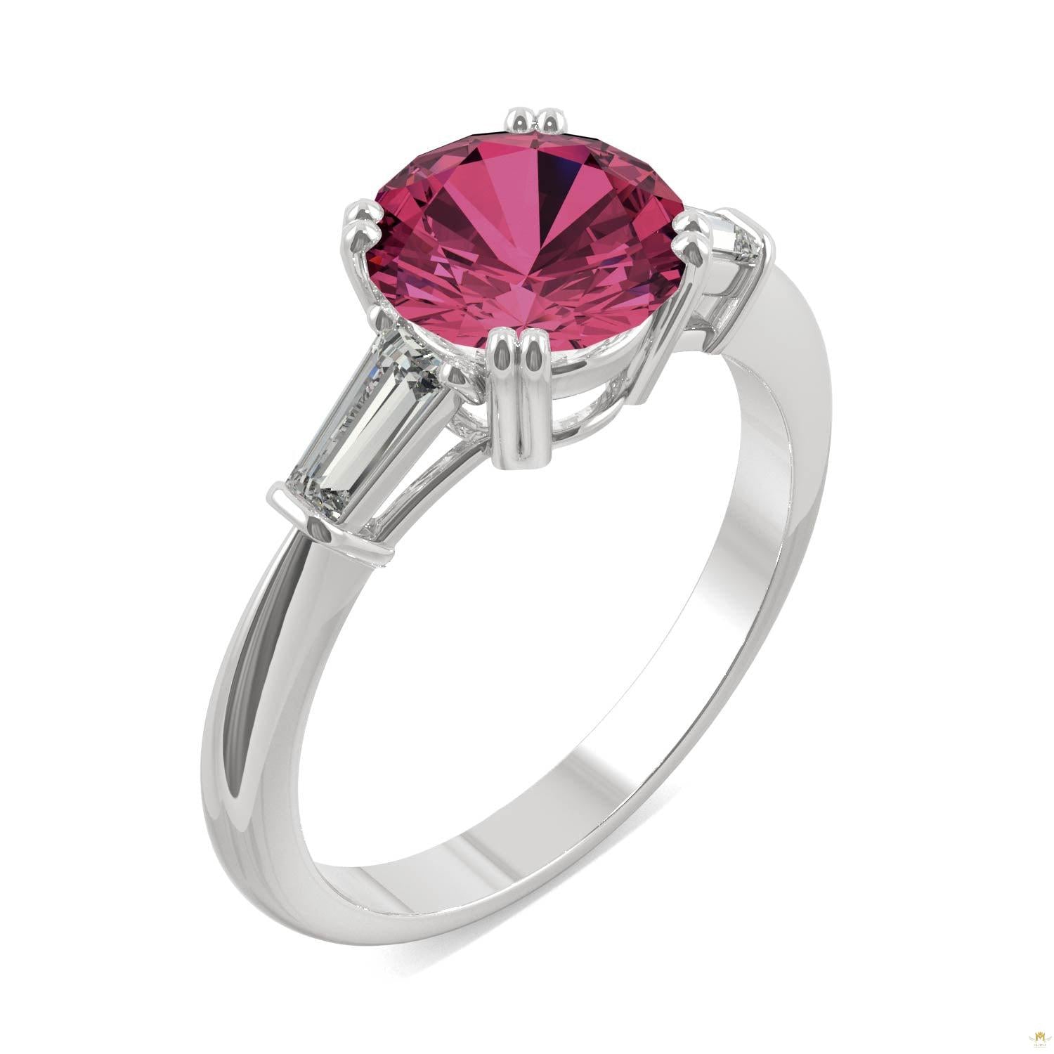 3.07 CTW   Round Ruby Basket Ring in 14K White Gold
