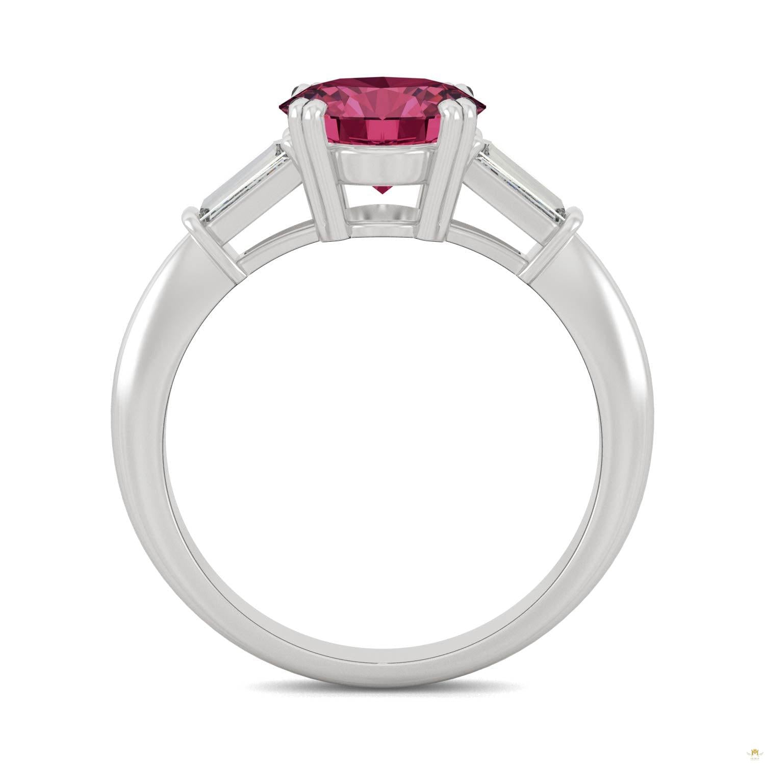 3.07 CTW   Round Ruby Basket Ring in 14K White Gold