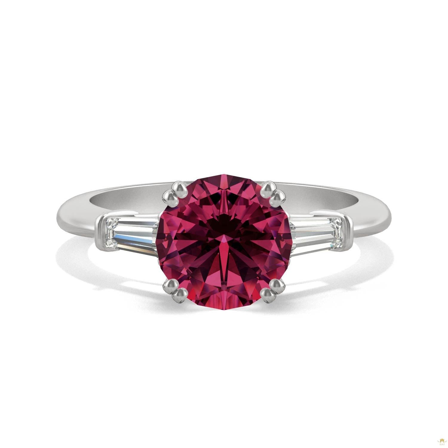 3.07 CTW   Round Ruby Basket Ring in 14K White Gold