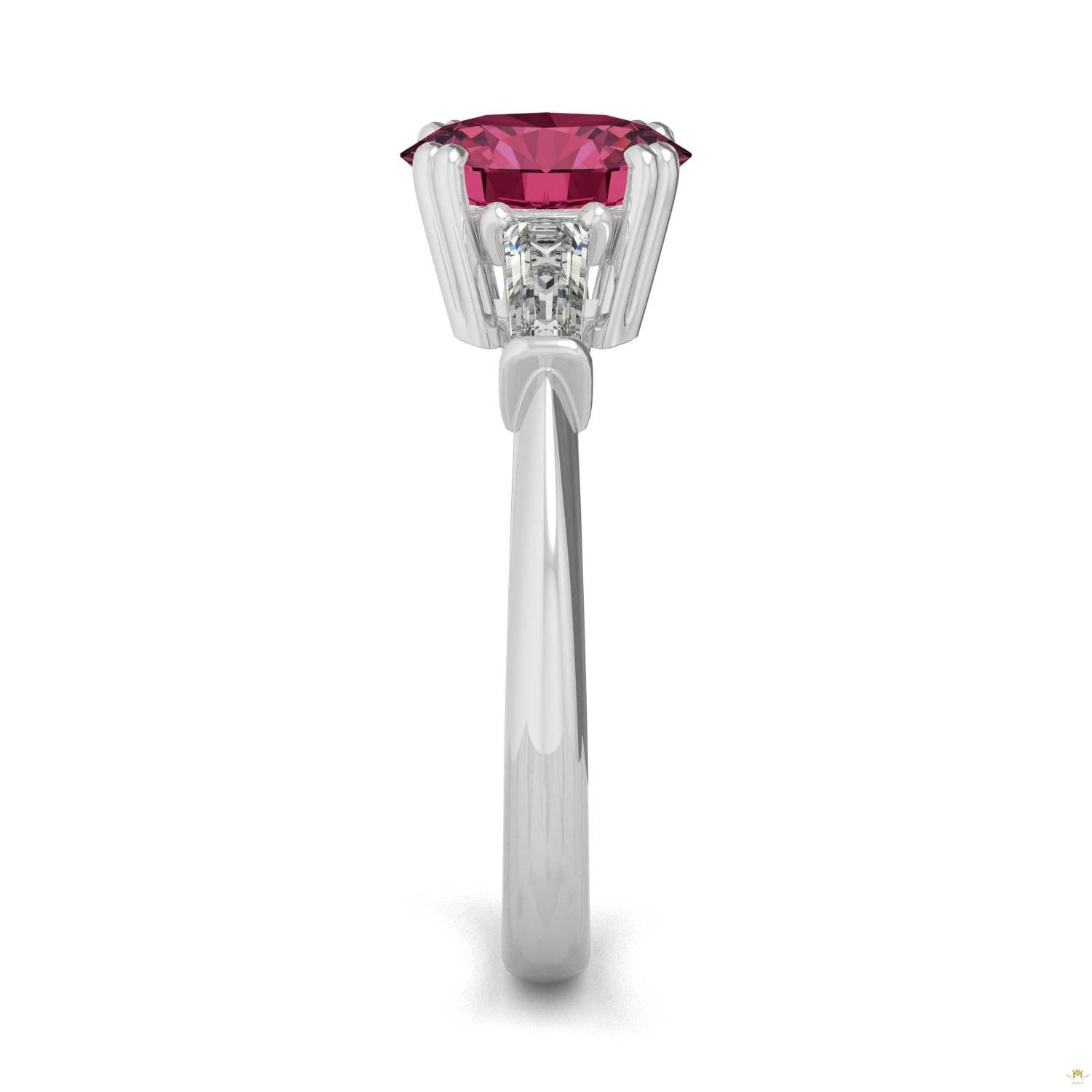 3.07 CTW   Round Ruby Basket Ring in 14K White Gold