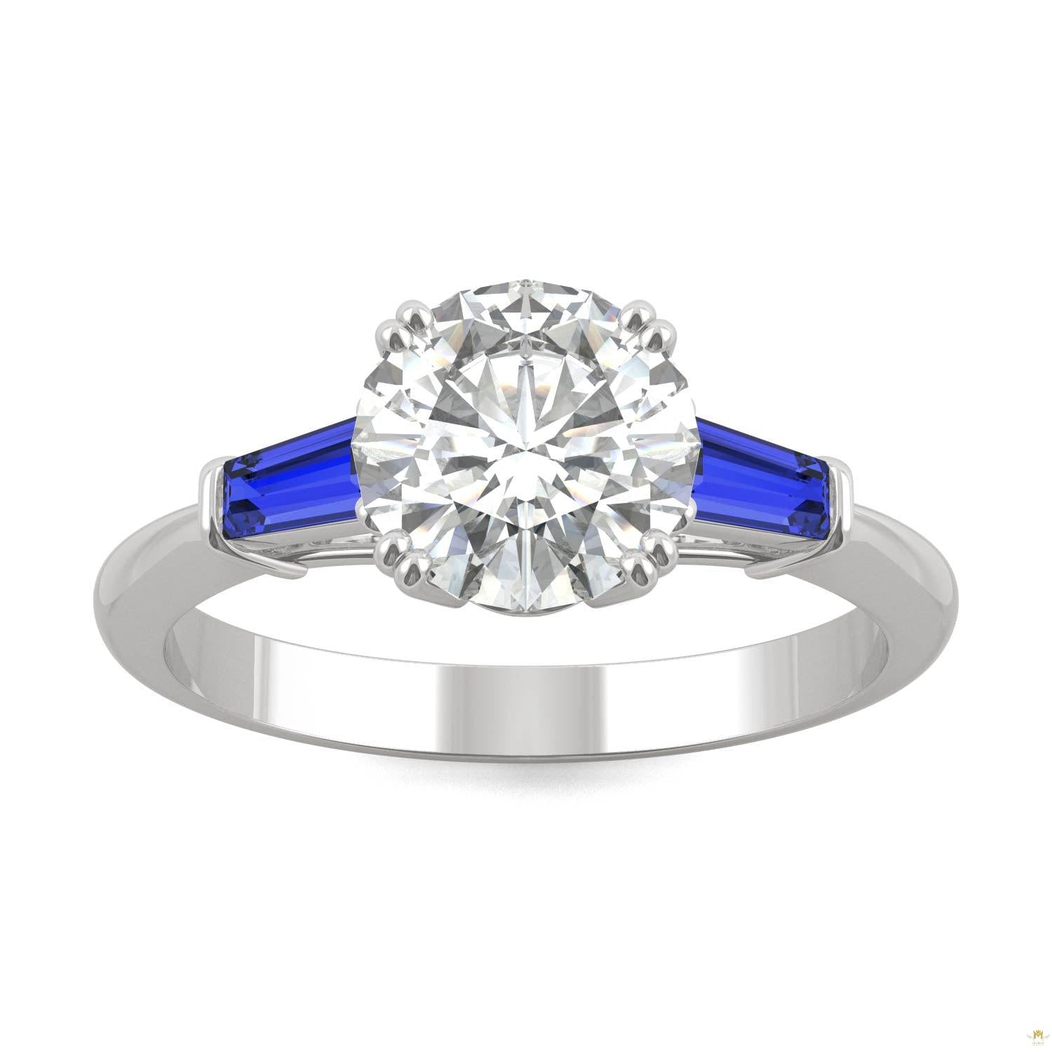 2.30 CTW   Round Moissanite Basket Ring in 14K White Gold