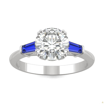 2.30 CTW   Round Moissanite Basket Ring in 14K White Gold