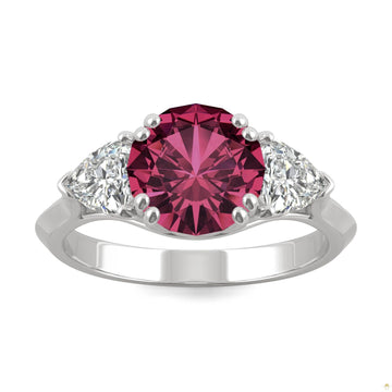 3.50 CTW   Round Ruby Engagement Ring in 14K White Gold
