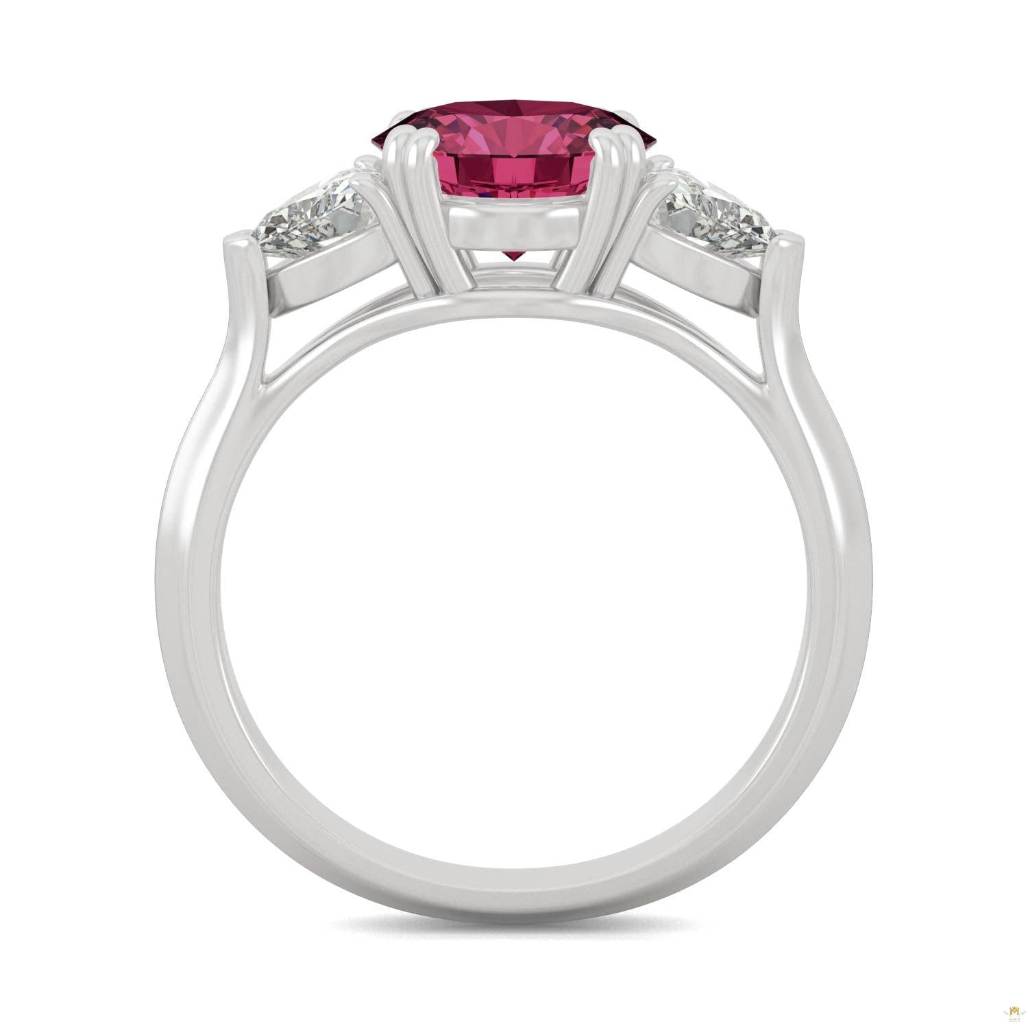 3.50 CTW   Round Ruby Engagement Ring in 14K White Gold