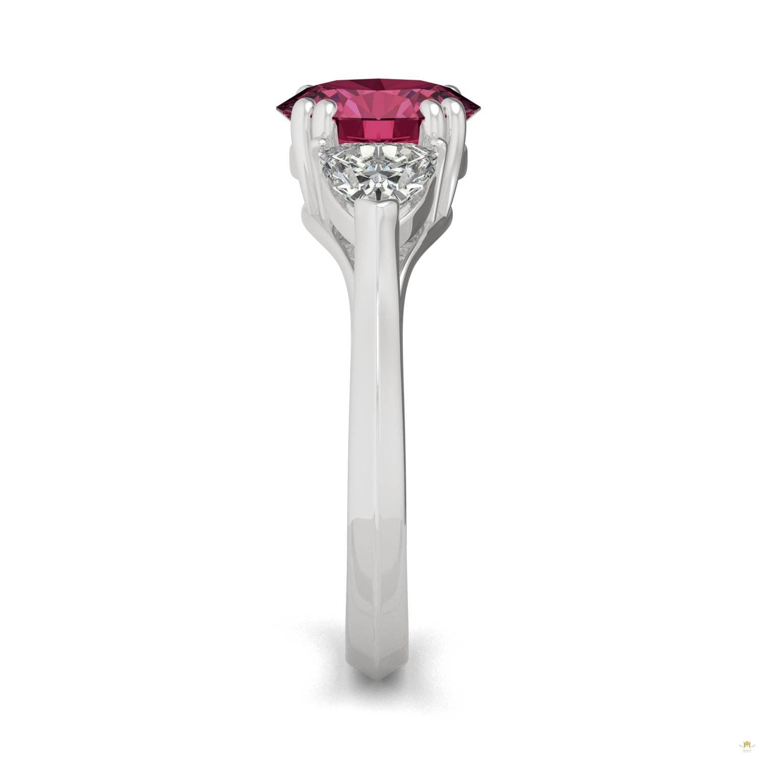 3.50 CTW   Round Ruby Engagement Ring in 14K White Gold
