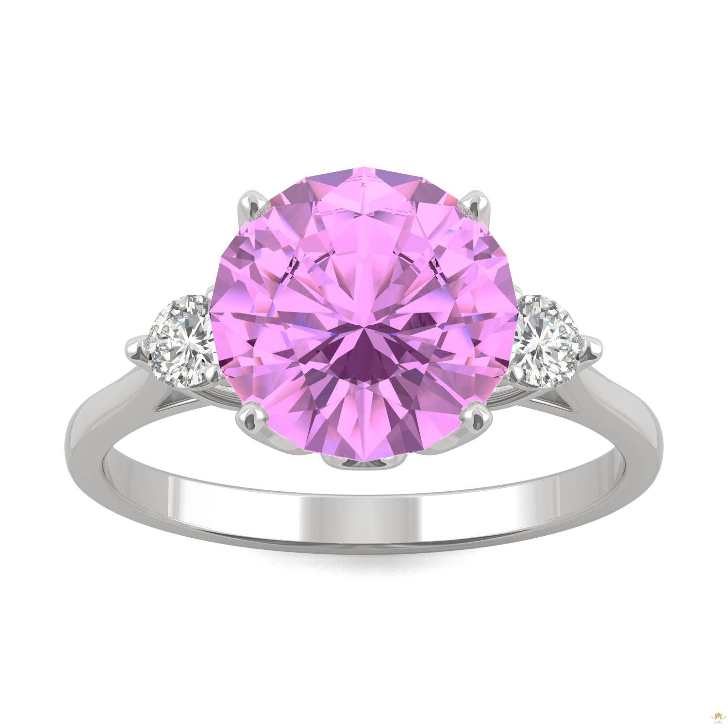 3.55 CTW   Round Ruby Engagement Ring in 14K White Gold