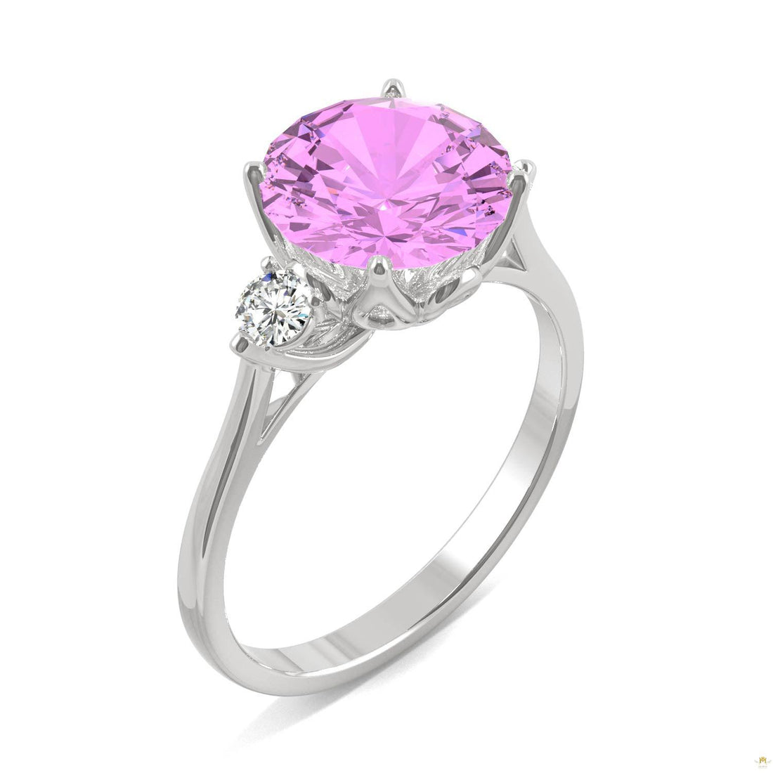 3.55 CTW   Round Ruby Engagement Ring in 14K White Gold