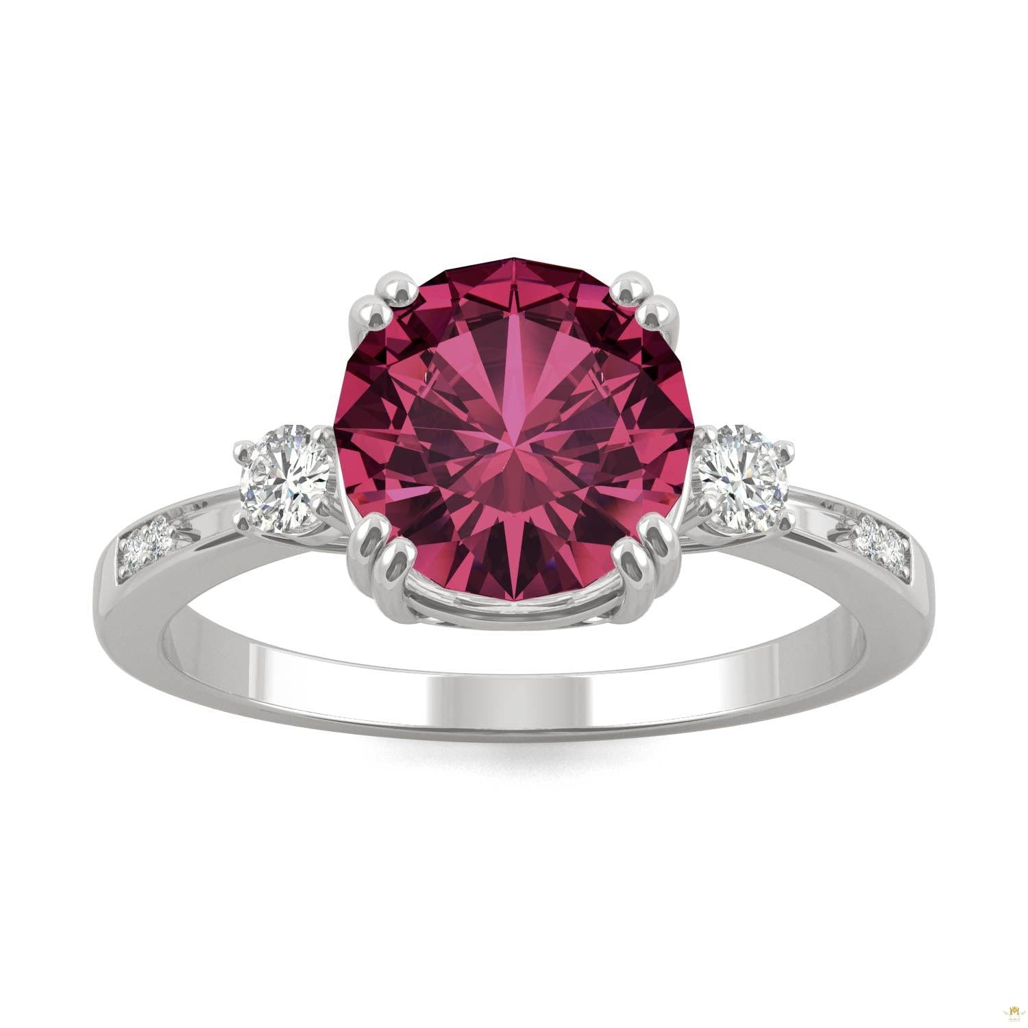 2.84 CTW   Round Ruby Basket Ring in 14K White Gold