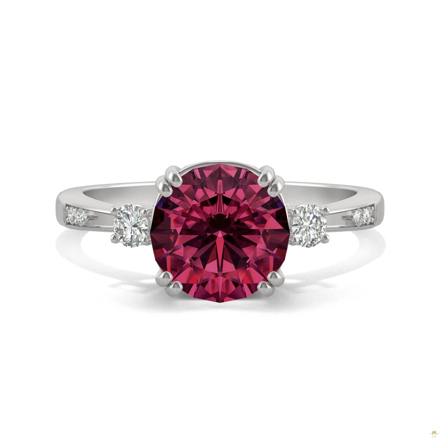 2.84 CTW   Round Ruby Basket Ring in 14K White Gold
