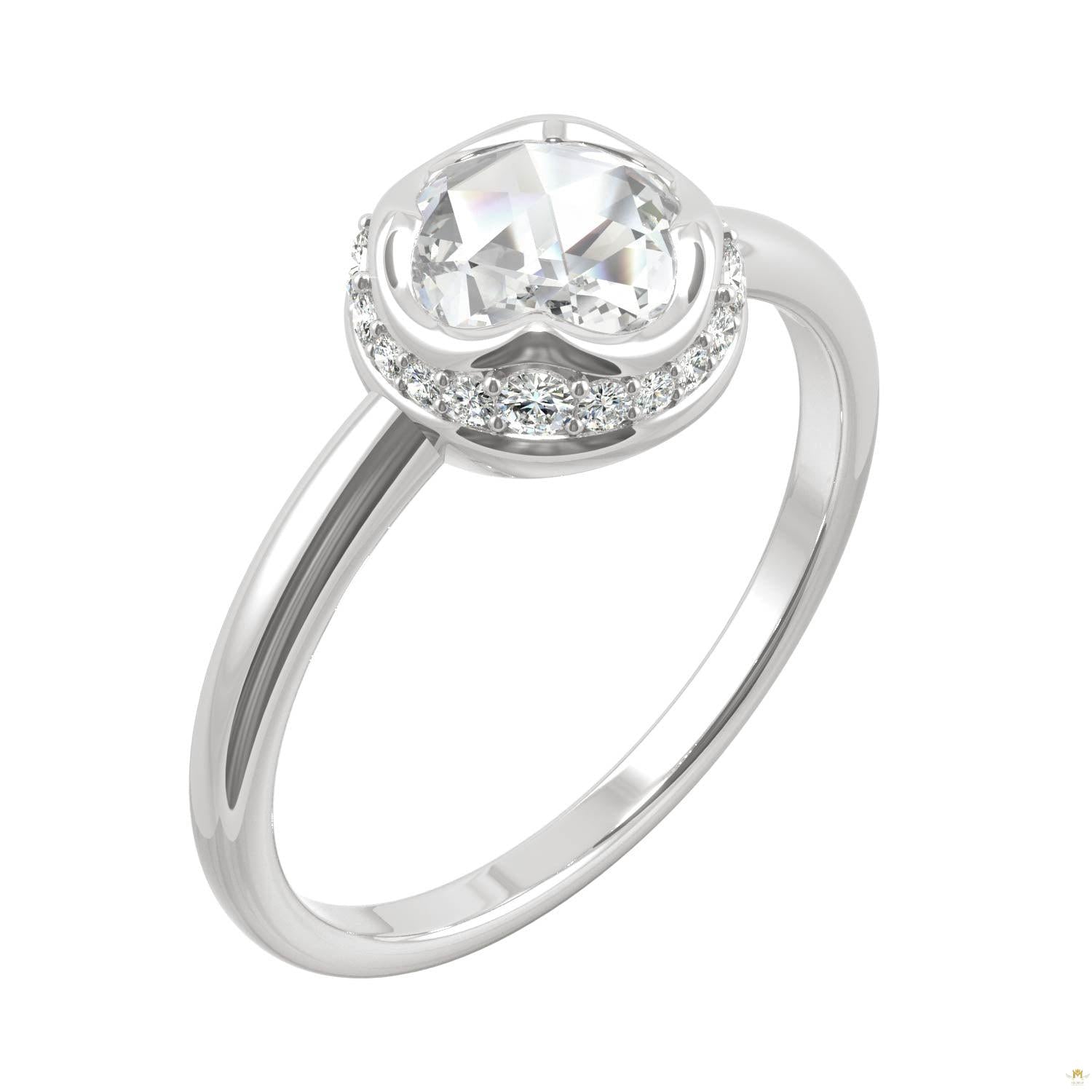 0.77 CTW   Round Moissanite Halo Ring in 14K White Gold