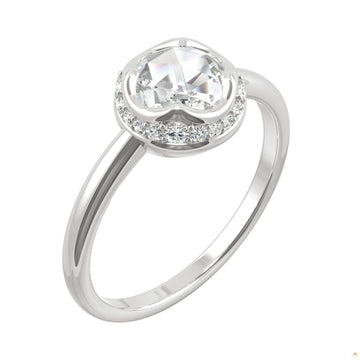 0.77 CTW   Round Moissanite Halo Ring in 14K White Gold