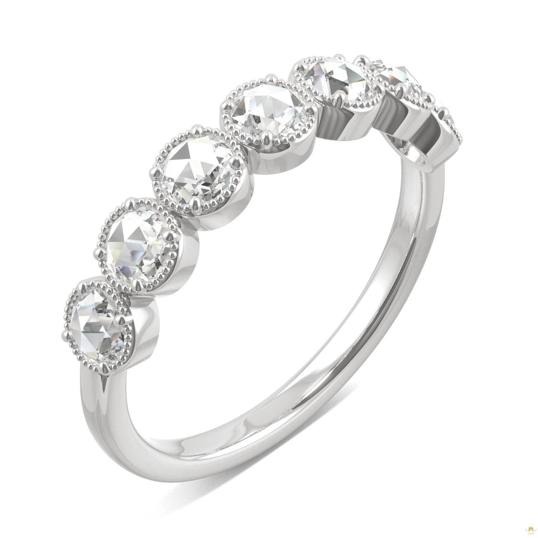 0.42 CTW   Round Moissanite Seven Stone Ring in 14K White Gold
