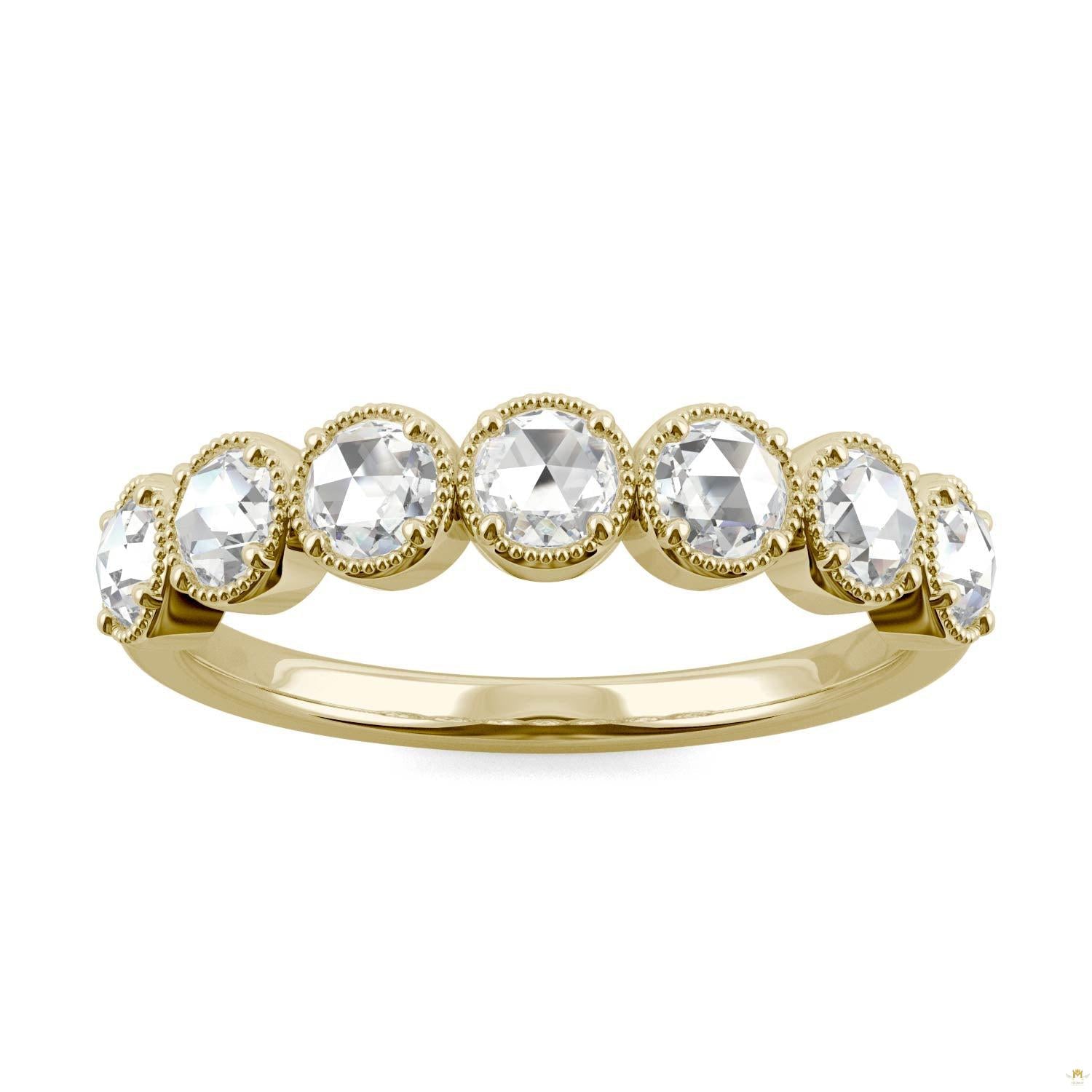 0.42 CTW   Round Moissanite Seven Stone Ring in 14K Yellow Gold