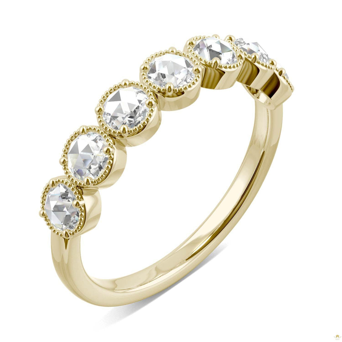 0.42 CTW   Round Moissanite Seven Stone Ring in 14K Yellow Gold
