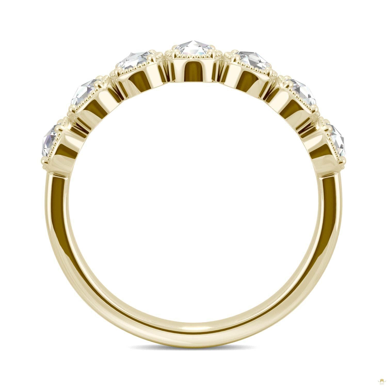 0.42 CTW   Round Moissanite Seven Stone Ring in 14K Yellow Gold