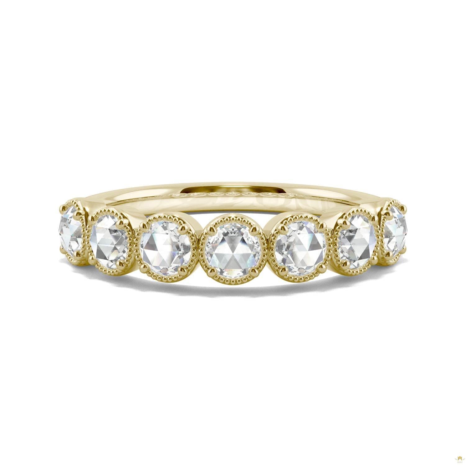 0.42 CTW   Round Moissanite Seven Stone Ring in 14K Yellow Gold