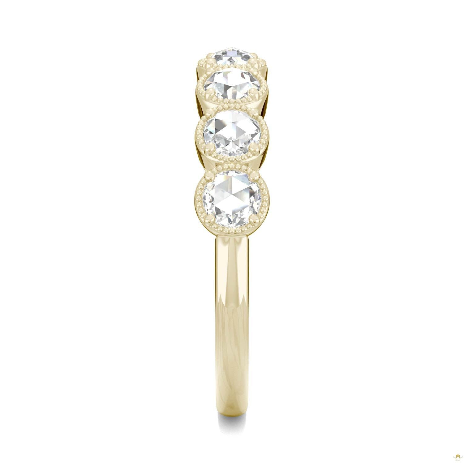0.42 CTW   Round Moissanite Seven Stone Ring in 14K Yellow Gold