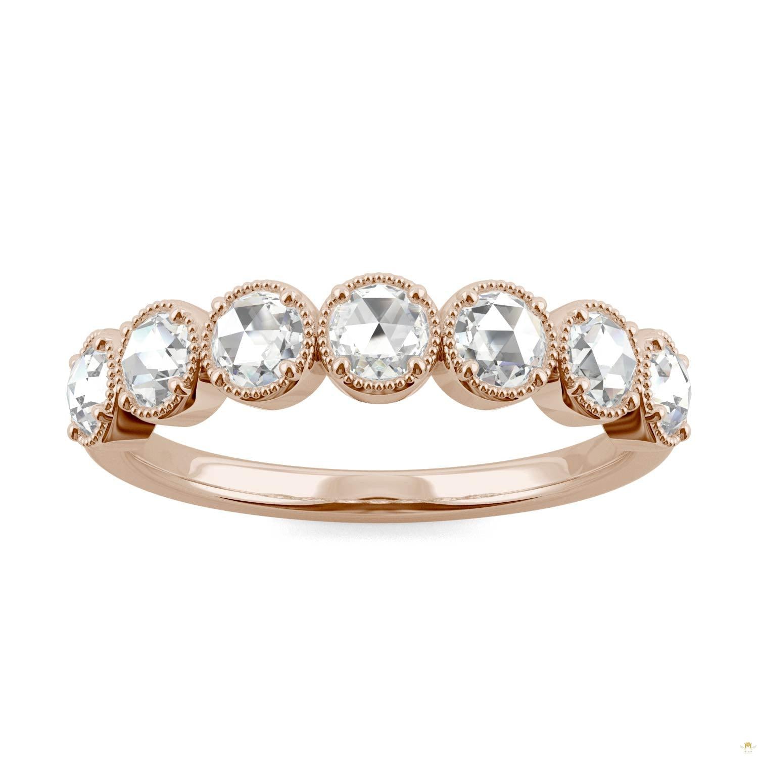 0.42 CTW   Round Moissanite Seven Stone Ring in 14K Rose Gold
