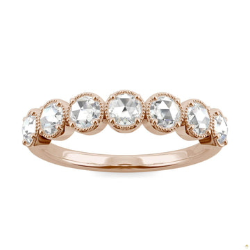 0.42 CTW   Round Moissanite Seven Stone Ring in 14K Rose Gold
