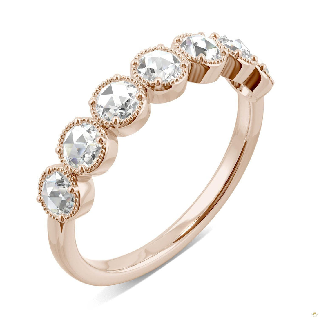 0.42 CTW   Round Moissanite Seven Stone Ring in 14K Rose Gold