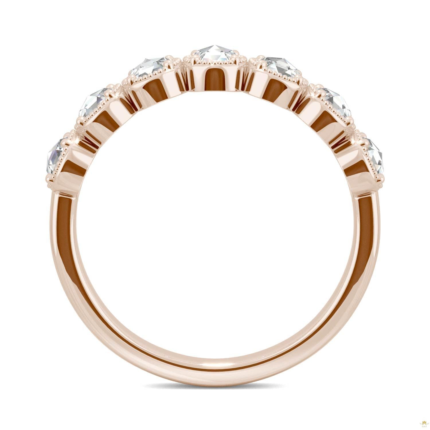 0.42 CTW   Round Moissanite Seven Stone Ring in 14K Rose Gold