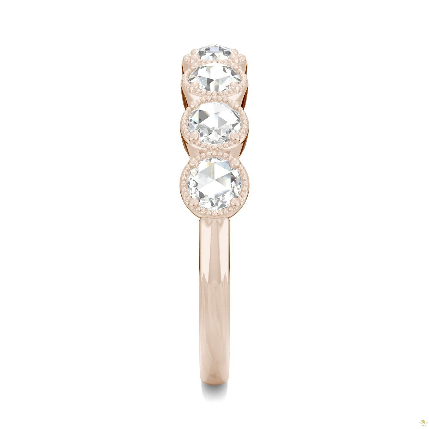 0.42 CTW   Round Moissanite Seven Stone Ring in 14K Rose Gold