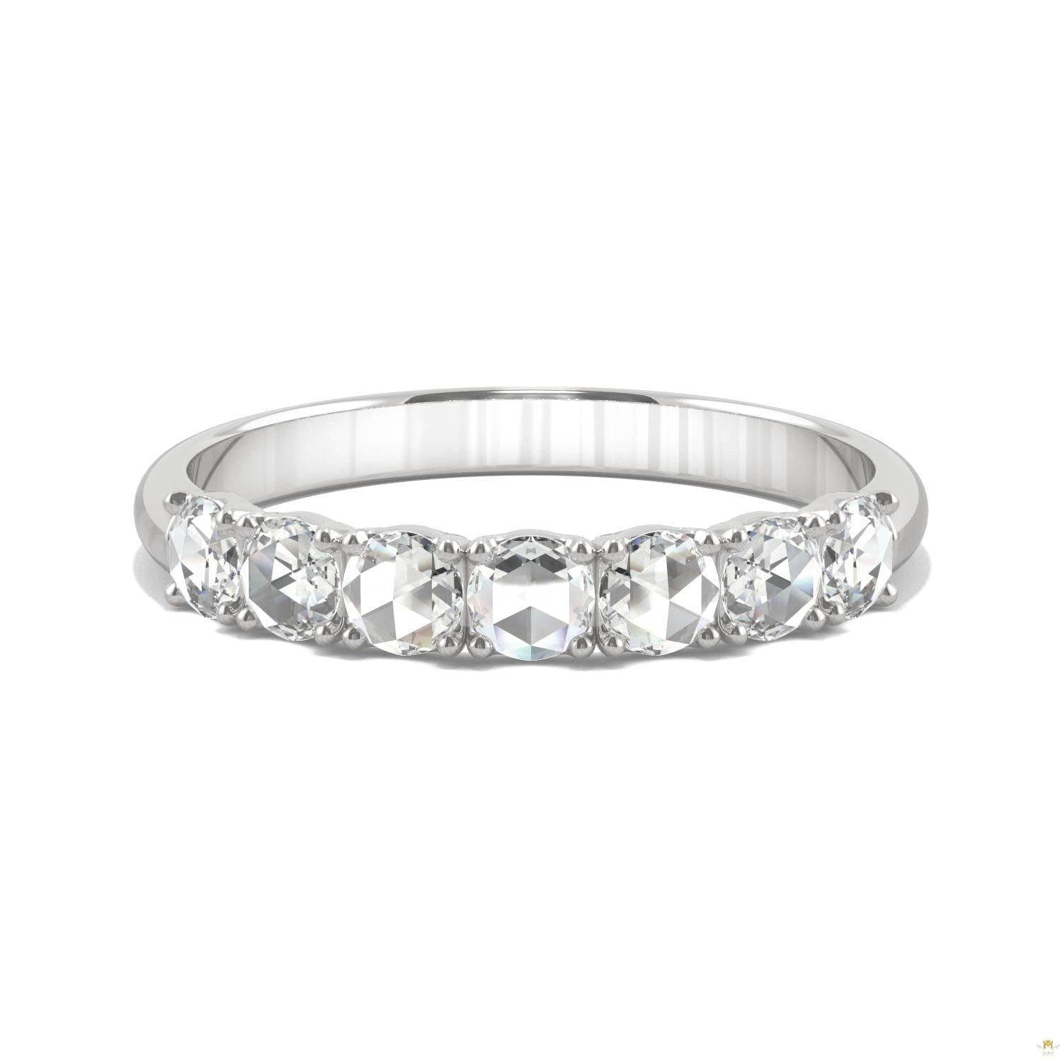 0.42 CTW   Round Moissanite Seven Stone Ring in 14K White Gold