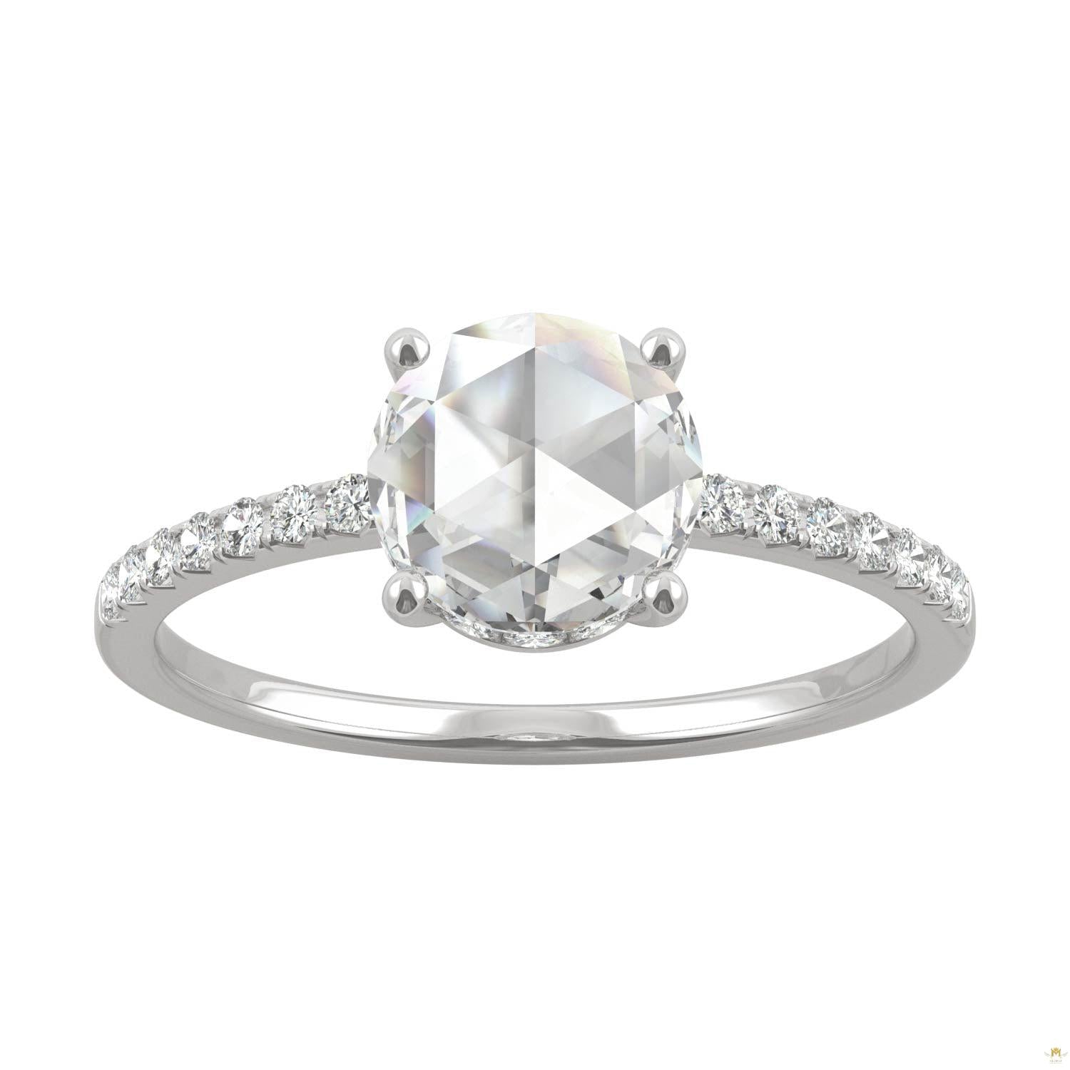 0.81 CTW   Round Moissanite Engagement Ring in 14K White Gold
