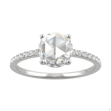 0.81 CTW   Round Moissanite Engagement Ring in 14K White Gold