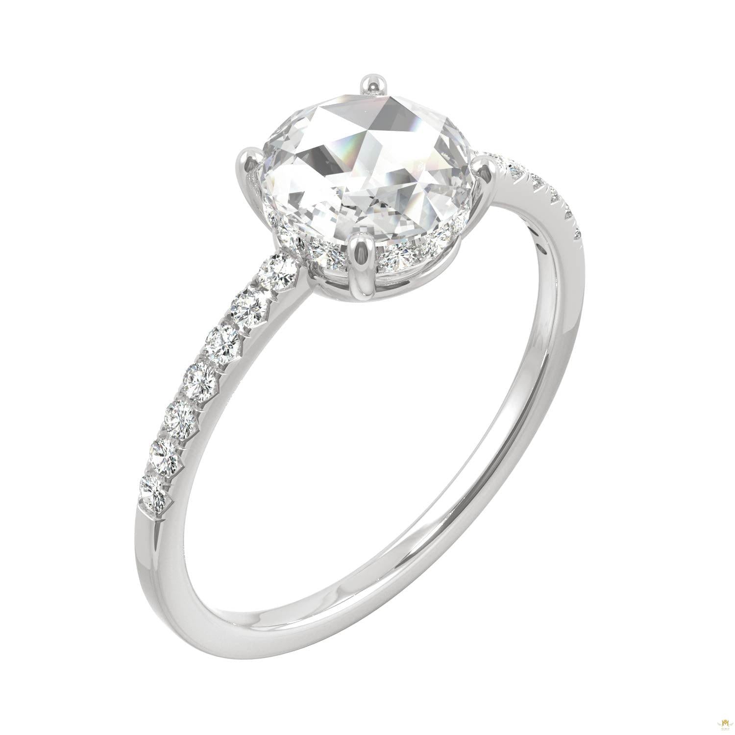 0.81 CTW   Round Moissanite Engagement Ring in 14K White Gold