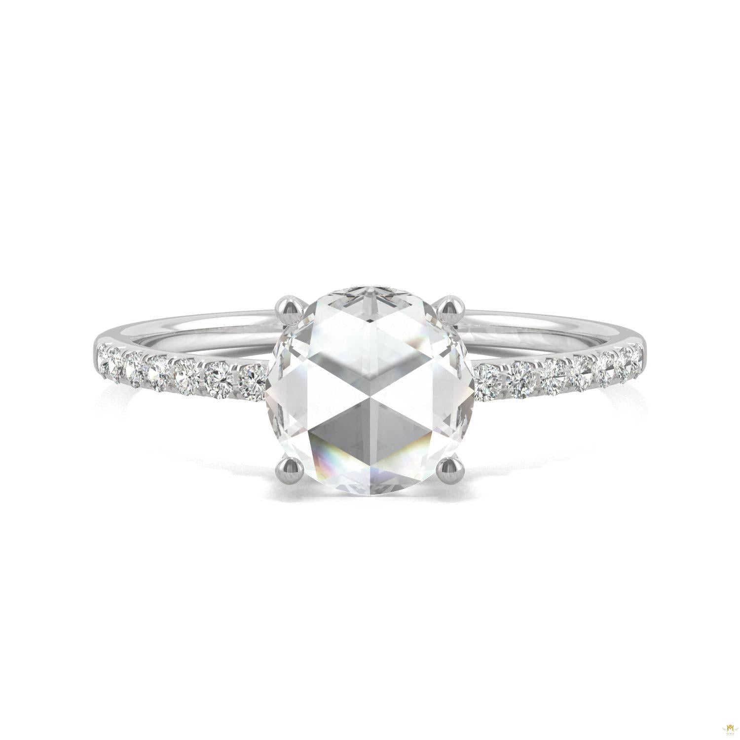 0.81 CTW   Round Moissanite Engagement Ring in 14K White Gold