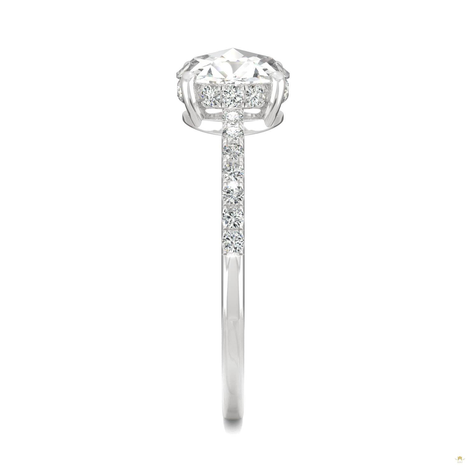 0.81 CTW   Round Moissanite Engagement Ring in 14K White Gold