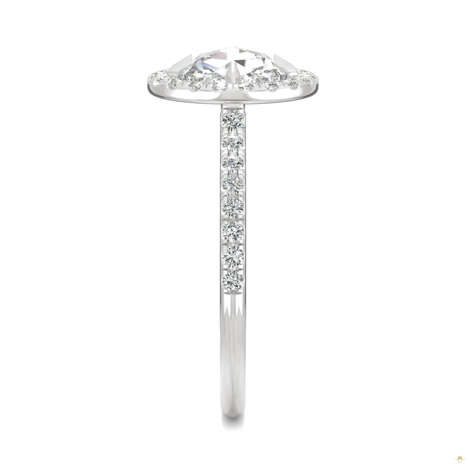 1.56 CTW   Round Moissanite Halo Ring in 14K White Gold