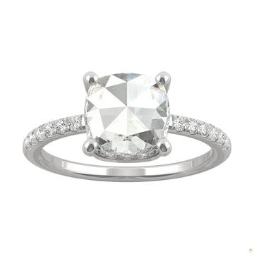 1.64 CTW   Cushion Moissanite Engagement Ring in 14K White Gold